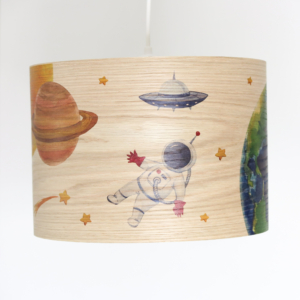 Kinderlampe aus Holz Weltall